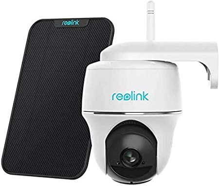 Reolink Wireless Pan Tilt Security Camera Solar Powered, Rechargeable Battery,Outdoor Home Surveillance, 2-Way Talk, Starlight Night Vision, Support Alexa/Google Assistant/Cloud | Argus PT with Solar Panel Black