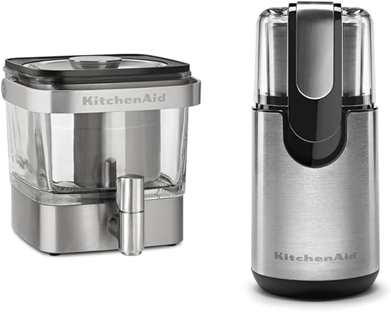 KitchenAid KCM4212SX Cold Brew Coffee Maker-Brushed Stainless Steel, 28 ounce & Blade Coffee Grinder - Onyx Black