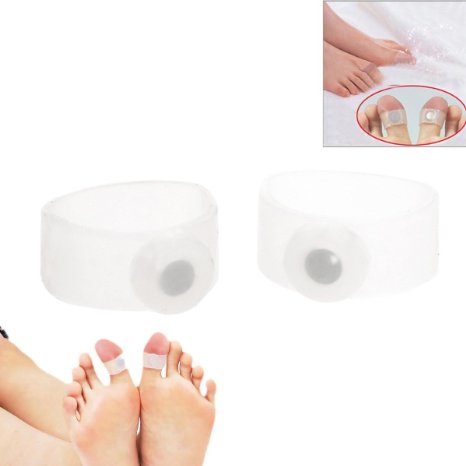Fenical Body Slimming Healthy Silicone Magnetic Toe Rings - One Pair (Translucent White)