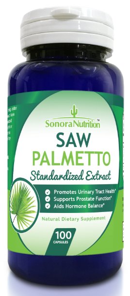 Sonora Nutrition Saw Palmetto Standardized Extract with 85% Fatty Acids and Sterols 320 mg, 100 Capsules