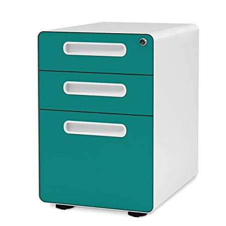 DEVAISE 3-Drawer Mobile File Cabinet with Anti-tilt Mechanism,Legal/Letter Size (Blue)