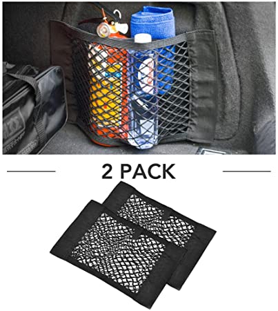 9 MOON Trunk Organizer - Universal KIT Rear Trunk Back Seat - Cargo Mesh Net Bag Flexible Nylon Car Storage Wall Sticker Pouch Bag