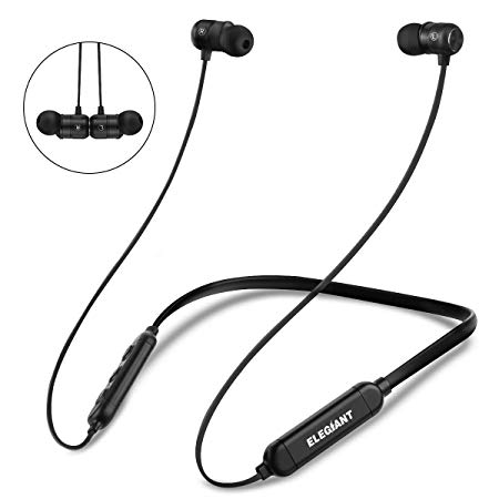 ELEGIANT Bluetooth Headphones, Wireless Headphones Sports Earphones Fidelity Stereo Sound/IPX6 Waterproof/8Hrs Play Time/CVC6.0 Noise Cancelling Mic Sport Headphones for Workout Fitness Gym Leisure