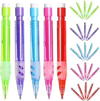 Vin Beauty Assorted Mini Mechanical Pencils 0.7 mm Automatic Mechanical Pencils with Mini Erasers Mini Pencil Stationery Supplies for Home, Office, School Supplies, Student Writing, Drawing 30PCS