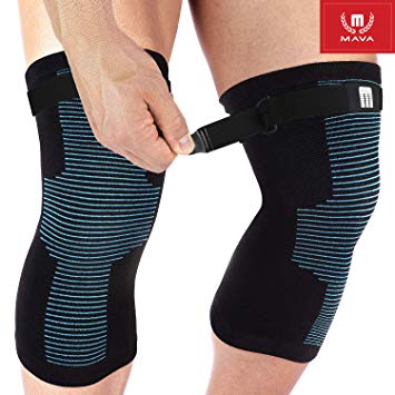 Mava Sports Knee Support Sleeves (Pair) for Joint Pain & Arthritis Relief, Improved Circulation Compression – Effective Support for Running, Jogging, Workout, Walking & Recovery