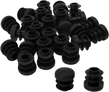 uxcell 1/2" 14mm OD Plastic Round Tube Ribbed Inserts End Cover Caps 28pcs, 0.43"-0.51" Inner Dia, Floor Furniture Chair Table Protector