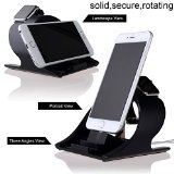 Apple Watch Stand and iPhone 6 StandThankscase Rotating Stand for the Apple Watch iPhone 6  iPad Air and iPad mini by AluminiumApple Watch Rotating StandApple Watch DockApple Watch Station and iPhone StandBlack