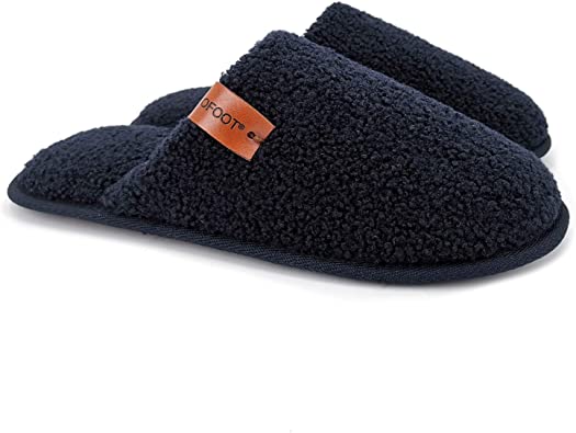 ofoot Men Indoor Slippers Memory Foam Teddy Wool-Like Fluffy Fuzzy Soft Cozy Warm Winter Non Slip Bedroom House Shoes