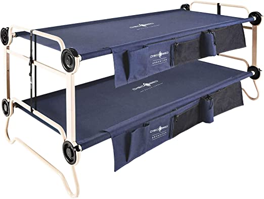Disc-O-Bed XL Cam-O-Bunk Bench Bunked Organizers Double Camping Cot, Navy Blue