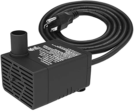 Submersible Water Pump 6.5ft Power Cord 100GPH Ultra Quiet Pump with Dry Burning Protection for Fountains, Hydroponics, Ponds, Statuary, Aquariums & More … …