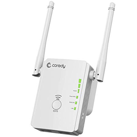 Coredy Upgraded N300 WiFi Range Extender Wireless Repeater Internet Signal Booster Wi-Fi Access Point Ethernet Antennas Boosting Whole Home WiFi Coverage, Compatible Alexa