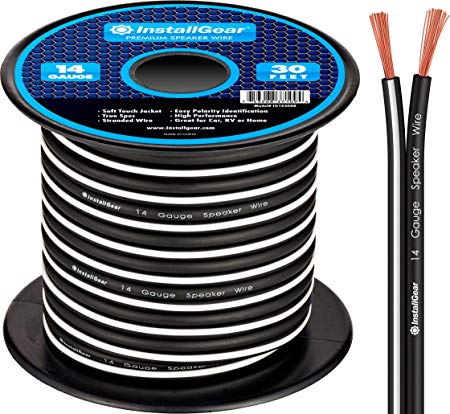 InstallGear 14 Gauge AWG 30ft Speaker Wire Cable - Black