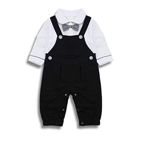 Baby Boy Outfits Clothing Set Toddler Jumpsuit Romper Onesie with Bowtie & Strap