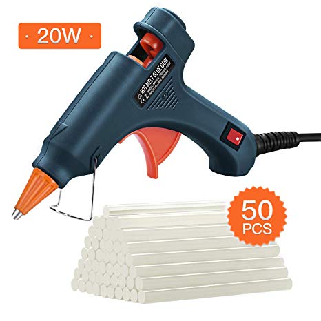 Hot Glue Gun,TOPELEK Heats Up Quickly 20W Mini Heating Hot Melt Glue Gun with Sticks(50pcs 100mm), ON-Off Switch for DIY Arts, Hobby, Craft, Home Repairs, Fabric, Metal, Wood, Glass, Card, Plastic, Ceramics (Green)