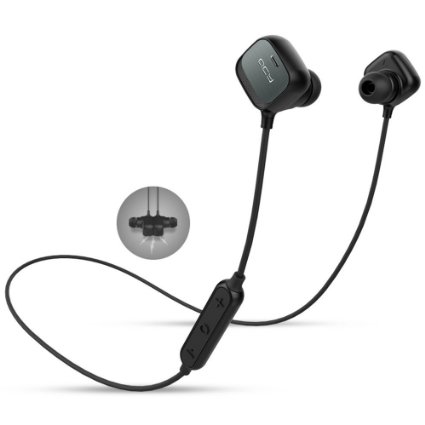 Original QCY QY12 Wireless Sport Headphones Bluetooth 4.1 Stereo Earphone Smart Magnet Function Headset With Microphone (Black)