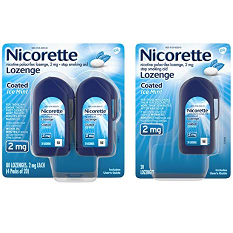 Nicorette Lozenges Coated Ice Mint Nicotine to Stop Smoking, 2 Mg, 100 Count