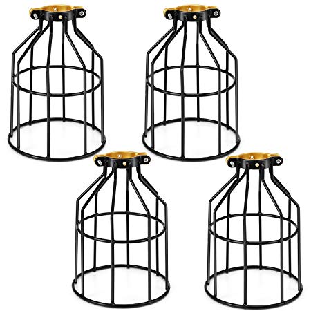 Kohree Metal Bulb Guard Lamp Cage, for Pendant Light, Lamp Holder, Ceiling Fan Light Bulb Covers Vintage Open Style Industrial Grade Adjustable 4 Packs(Cage ONLY)