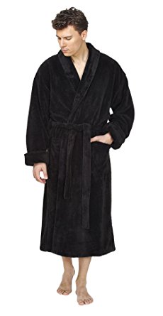 Arus Men's Shawl Fleece Bathrobe Turkish Soft Plush Robe