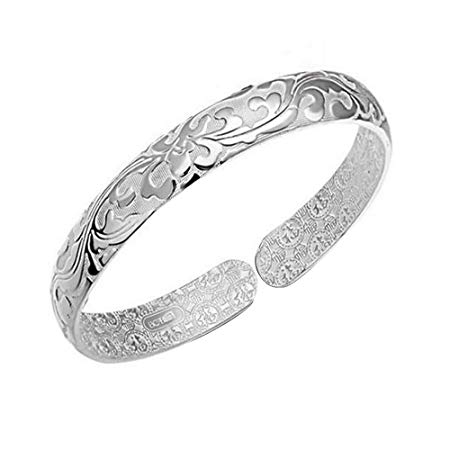 Acxico National Style Brocade Carving 50% Sterling Silver Bracelet
