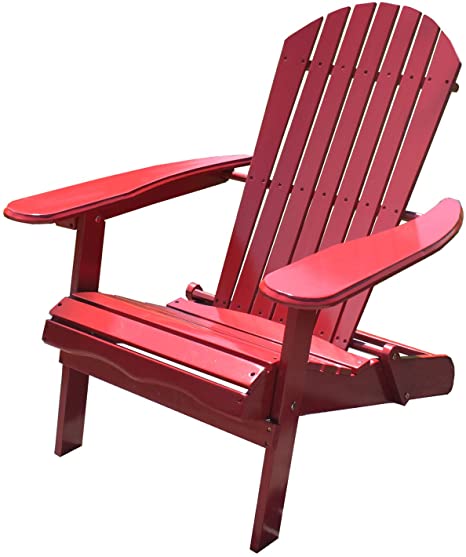 Northbeam Outdoor Lawn Garden Portable Foldable Wooden Adirondack Accent Chair, Deck, Porch, and Patio Seating with 250 Pound Capacity, Red