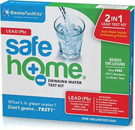 Safe Home LEAD in Drinking Water Test Kit – Two Samples Tested at our EPA Certified Lab – Detection Level of 1 ppb – City Water or Well Water
