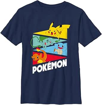 Pokemon Kids Starter Pendents Boys Short Sleeve Tee Shirt