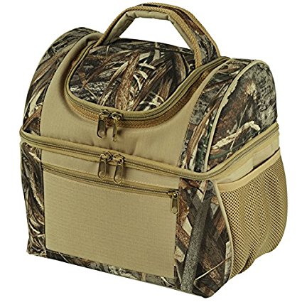 Large Dual Compartment Insulated Lunch Bag / Lunchbox / Cooler by Sacko Camo Lunchbag For Adults, Men, Women. Great for Work, Camping, Picnics, Hunting, etc.