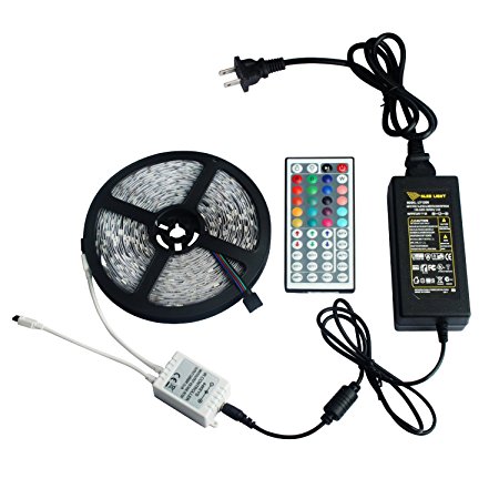 LUXONIC LED Strip Light SMD5050 Non-Waterproof 10 Meter Flexible Color Changing RGB 600 LEDs Kit with 44 Key IR Remote and 24V 6A Power (10M 600LEDs)