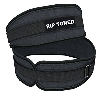 Lifting Belt By Rip Toned - 4.5 Inch Weightlifting Back Support & Free Ebook - For Powerlifting, Crossfit, Bodybuilding, Strength & Weight Training, MMA - Lifetime Warranty