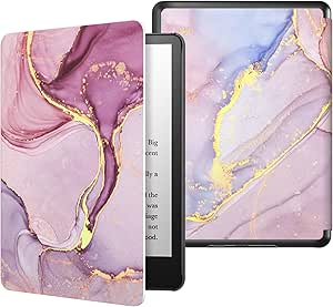 MoKo Case for 6.8" Kindle Paperwhite (11th Generation-2021) and Kindle Paperwhite Signature Edition, Light Shell Cover with Auto Wake/Sleep for Kindle Paperwhite 2021 E-Reader,Light Pink Gold Marble