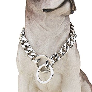 Ultra Strong Designer Pitbull Dog Collar - 20mm Wide Slip Chain Collar - 680 Lbs Strong! - Best for Pit Bull, Mastiff, Bulldog, & Big Breeds