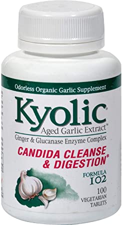 Kyolic Aged Garlic Extract Candida Cleanse and Digestion Formula 102 - 100 Vegetarian Tablets