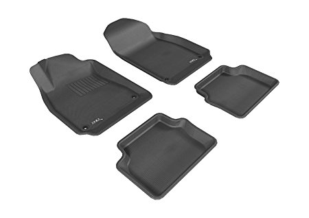 3D MAXpider Complete Set Custom Fit All-Weather Floor Mat for Select Saab 9-3 Models - Kagu Rubber (Black)