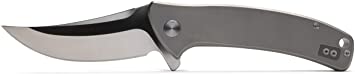 BASTION ‘Persuader’ Premium D2 Steel EDC Pocket Folding Knife for Men & Women | Frame Lock Titanium Handle, Flip to Open Razor-Sharp Jack Blade, Knife for Hunting Camping Fishing