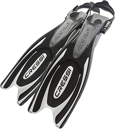 Cressi Adult Powerful Efficient Open Heel Scuba Diving Fins | Frog Plus: made in Italy