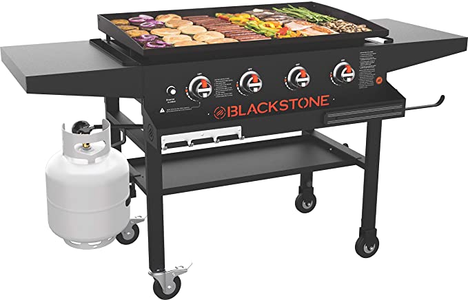 Blackstone 1984 Original 36 Inch Front Shelf, Side Shelf & Magnetic Strip Heavy Duty Flat Top Griddle Grill Station for Kitchen, Camping, Outdoor, Tailgating, Black