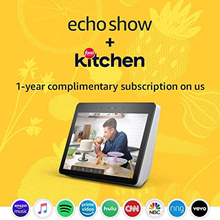 Echo Show (Sandstone) Kitchen Bundle with Food Network Kitchen Complimentary Subscription