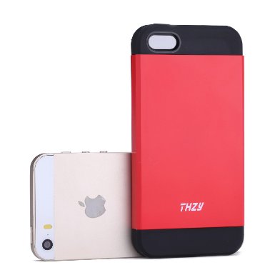 iPhone 5S Case THZY Two-Layer Slim Protective iPhone 5 5S Case Cover for Apple iPhone 55S 2-Layer Red