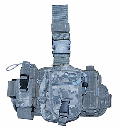 Non-Slip Molle Utility Leg Rig 3 Pouch Flashlight,Pistol Mag,Radio for Hiking, Airsoft, Paintbal & More