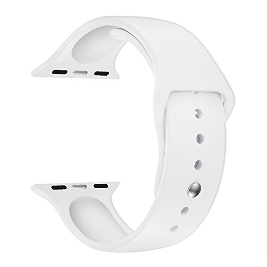 Apple Watch Replacement Band - Valuebuybuy Soft Silicone Replacement Sports Wristbands Straps for Apple Wrist Watch iWatch All Models Formal Colors S/M Size-38mm/White