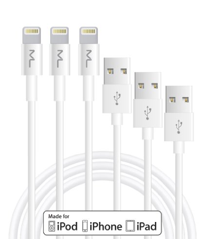 Apple MFi Certified Maeline 33ft  1M USB Sync and Charging 8 Pin Lightning Cable for iPhone 6S66 Plus5S5C5iPodiPadiPad Air all iOS Devices 3-Pack