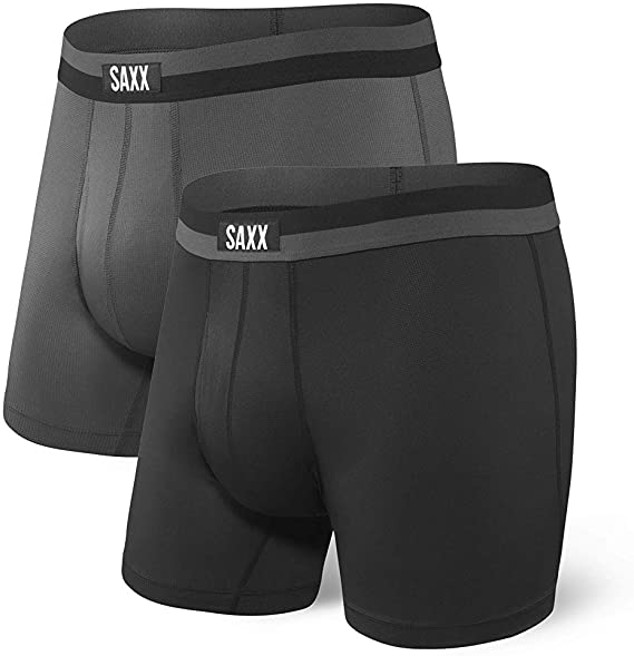 Saxx Men's Underwear Sport MESH Boxer Briefs with Built-in Ballpark Pouch Support – Workout Boxer Briefs, Pack of 2
