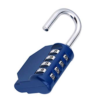 Combination Padlock for Locker, Re-settable 4 Digit Combination Lock for Gym, School and Employee Locker, Weatherproof Padlock Outdoor for Fence Gate, Sheds etc. (Blue)