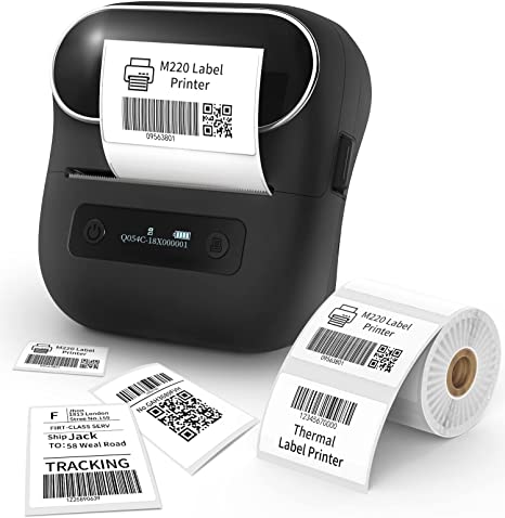 Phomemo M220 Label Maker, Upgrade Thermal Label Printer, 3.14 Inch Portable Bluetooth Sticker Maker Machine with Tape for Barcode Address Home Office School Small Business,Compatible with Android, iOS