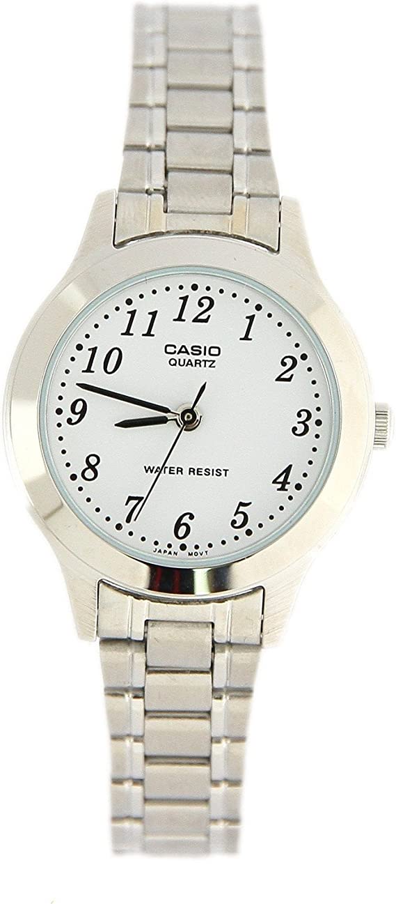 Casio #LTP1128A-7B Women's Metal Fashion Analog Easy Reader White Dial Dial Quartz Watch