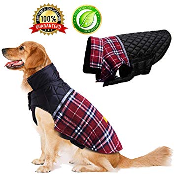 BESAZW Dog Jacket Winter Coats for Dogs Coat Sweater for Cold Weather Reversible Waterproof Warm Dog Sweaters for Small Medium Large Dogs