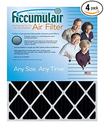 Accumulair 11.5x21x1 (Actual Size) Activated Charcoal Odor Eliminating Air Filters (4 Pack)