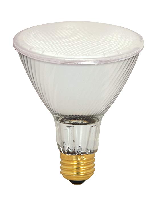 Satco S4132 39 Watt (50 Watt) 500 Lumens PAR30 Long Neck Halogen Flood 42 Degrees Frosted Light Bulb, Dimmable