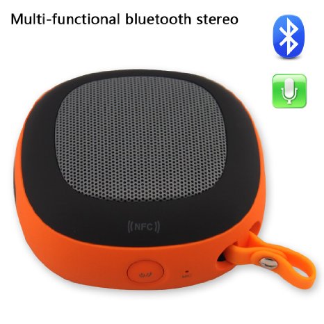Leesentec NFC Connection Bluetooth Speakers Speaker WiredWireless Speaker 2 Mode Usage With Microphone And Outdoor Hook Perfect For Home and Outdoor Use Orange
