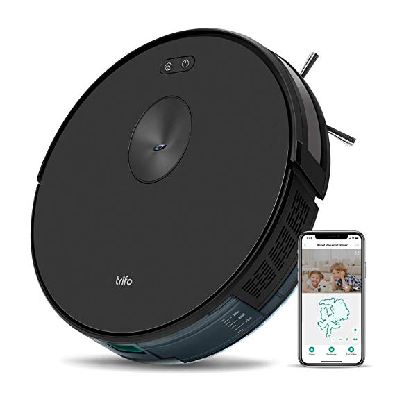 Trifo Ironpie m6  Robot Vacuum Cleaner with Water Tank, 3 in 1 Mopping Vacuum Robot, 1800Pa Strong Suction, Remote Monitoring, Self-Charging, Wi-Fi Connectivity, Hard Floor to Low-Pile Carpet, Black